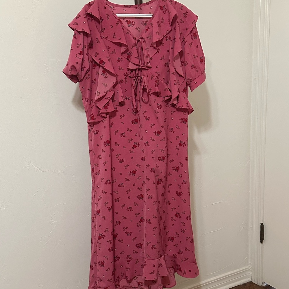 Romantic Rose Floral Midi Dress